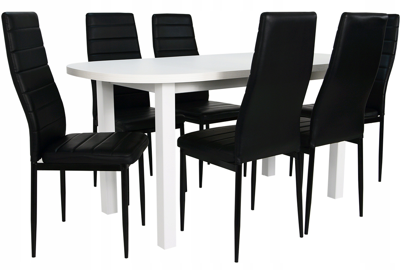 ZESTAW DO SALONU biel/czarny Stół 2m i 6 krzeseł