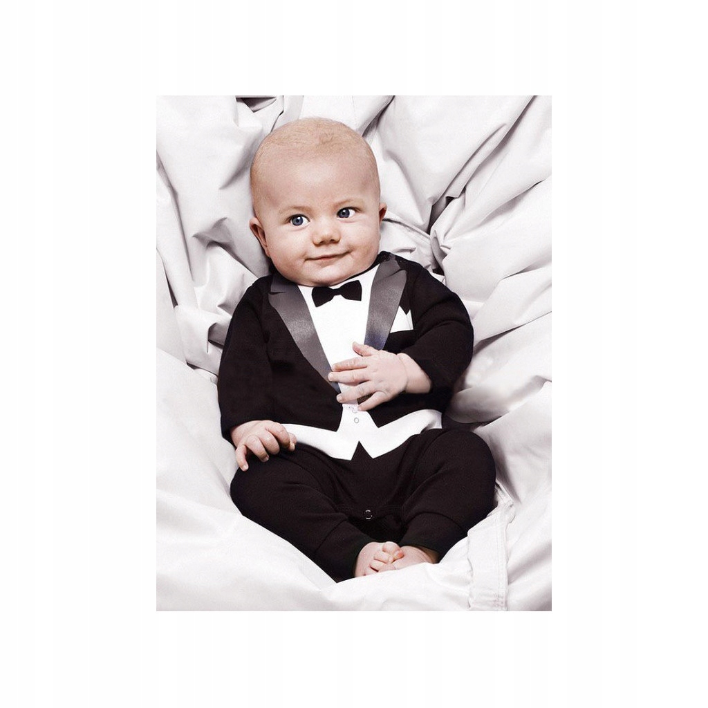 KOMPLET ELEGANCKI PAJAC FRAK I CZAPKA 0-3 J185 Płeć chłopcy