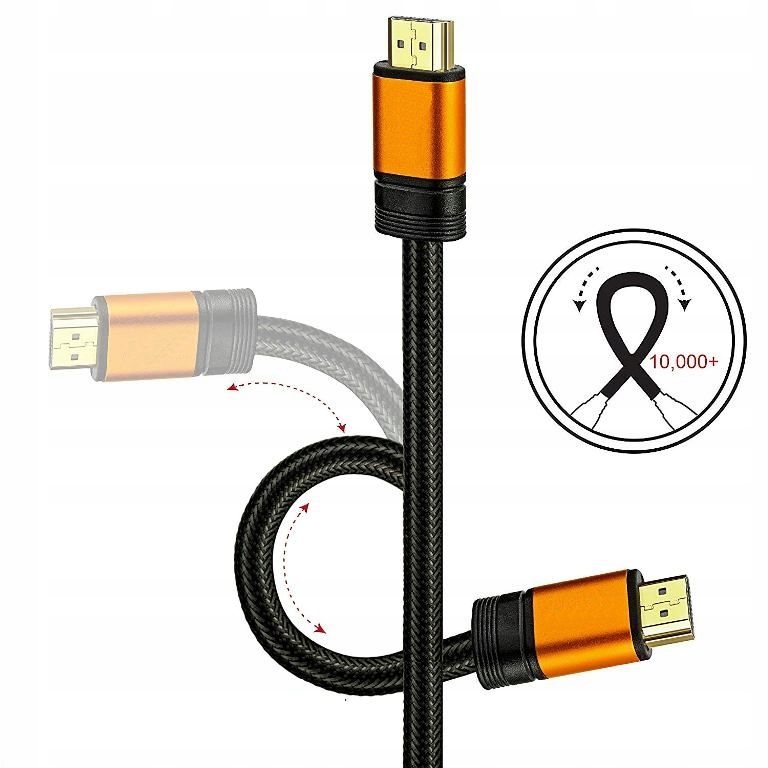 Kabel HDMI do HDMI 3m M/M 4K 3D pleciony Złącza HDMI - HDMI