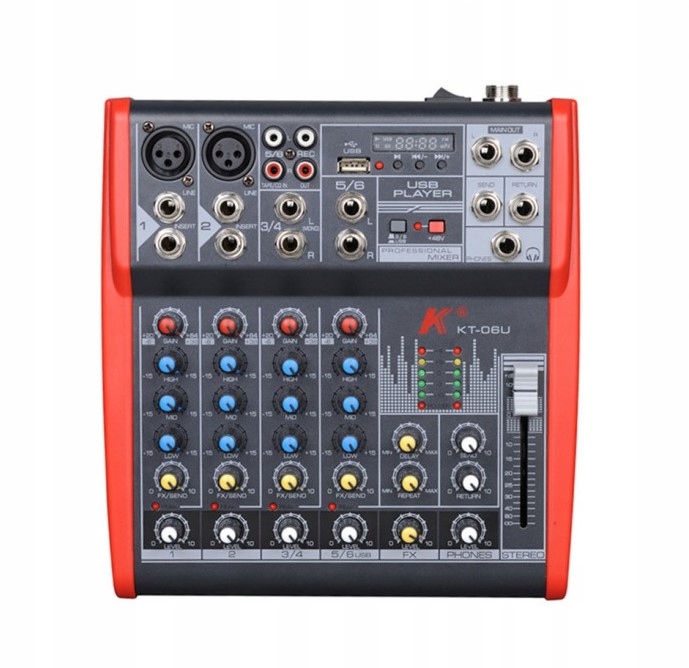 Mixer mixer 6 kanálov s USB Mp3 FX procesor