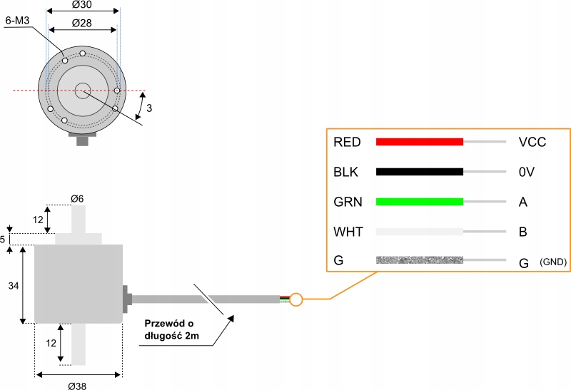 Enkoder inkrementalny 360imp/obr wałek obustronny Rodzaj inny