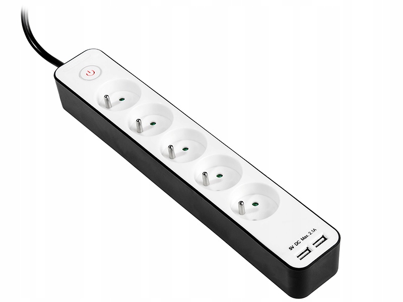 

Listwa zasilająca Tracer Zebra 1.5m 5 gniazd+2 Usb