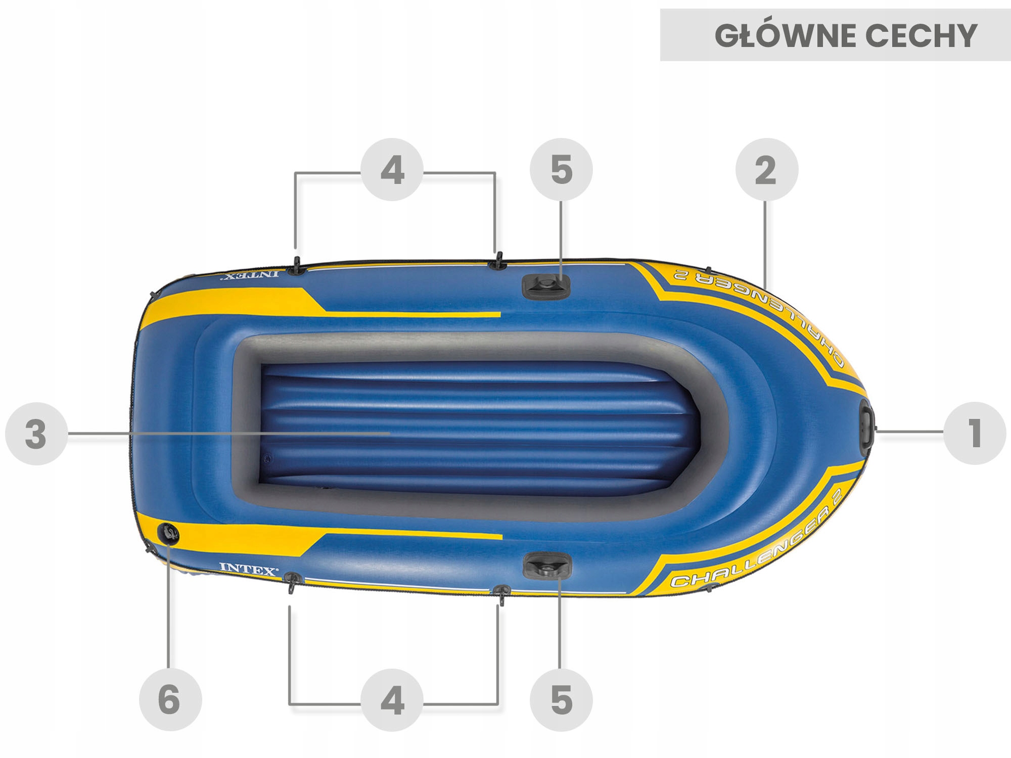 PONTON CHALLENGER 2 +WIOSŁA +POMPKA INTEX 68367 Dopuszczalne obciążenie 200 kg