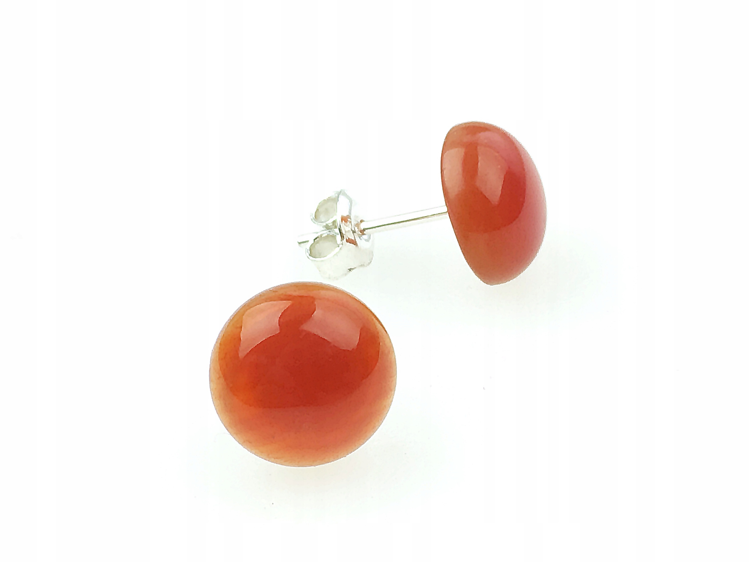 

kolczyki karneol chalcedon srebrne 925 10mm