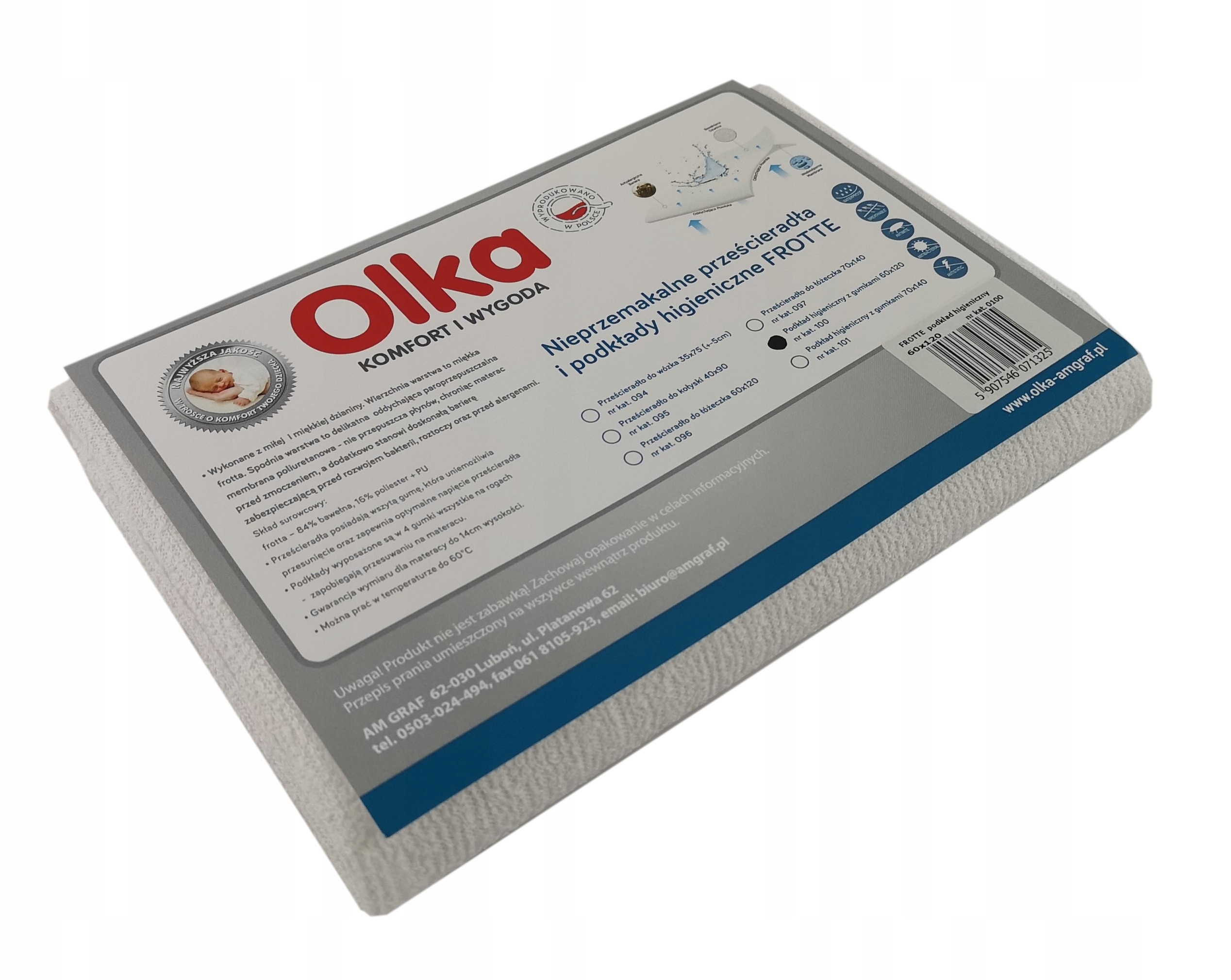 

Podkład higieniczny frotte podgumowany 140x70 Olka