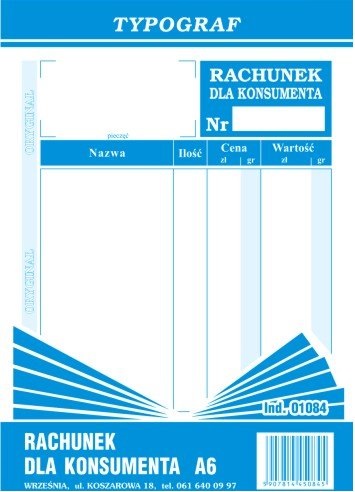 

Rachunek dla konsumenta A6 Indeks 01084 Typograf