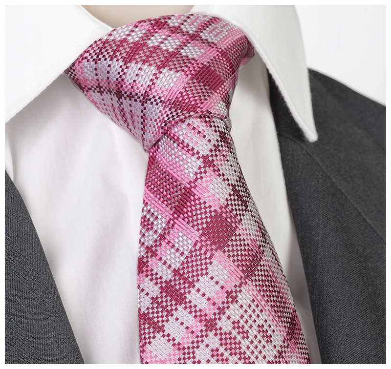 

Jedwab 100% Krawat Męski Jedwabny w Kratkę kj165