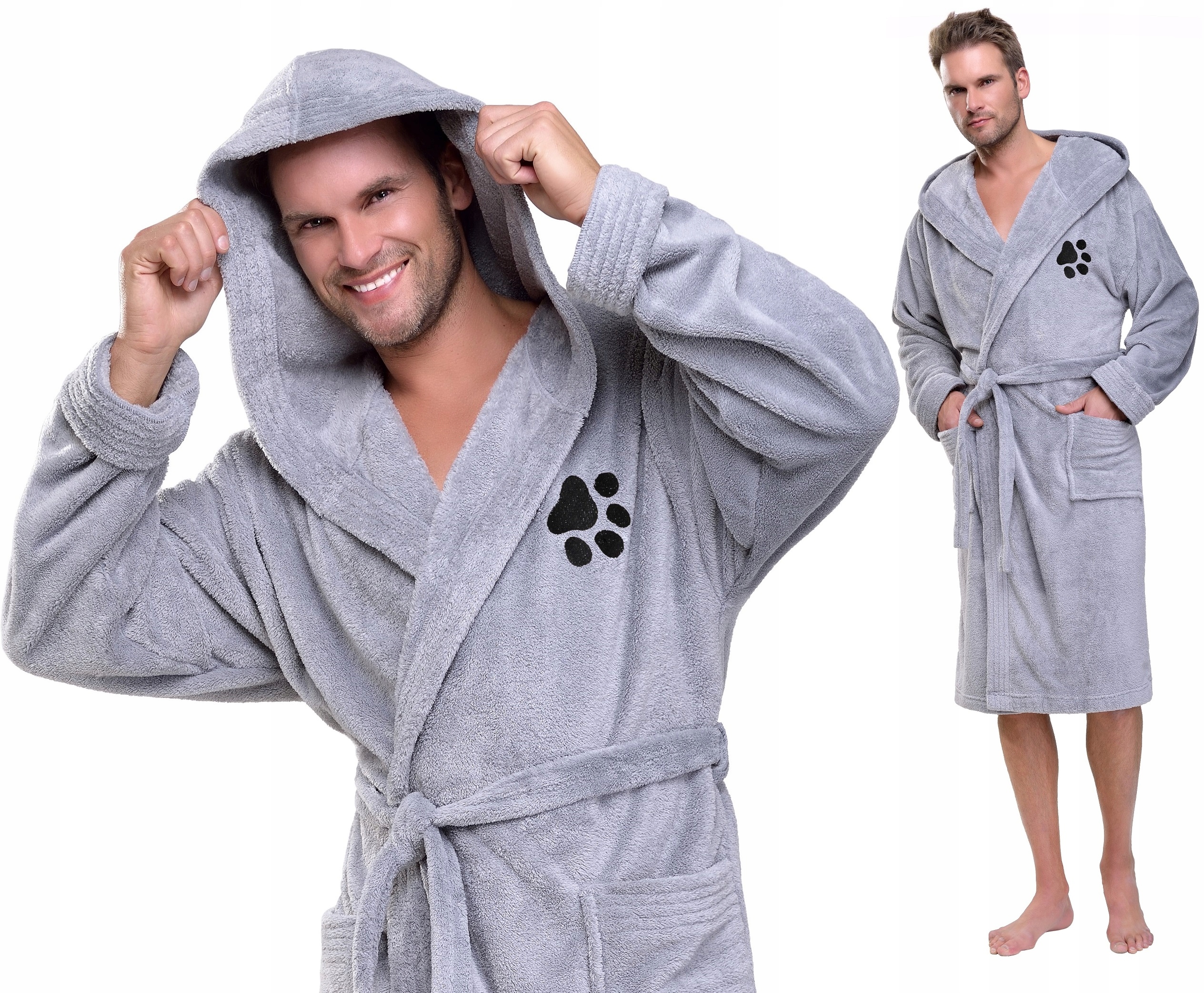 ŁAPKA SPORTOWY WYJĄTKOWY SZLAFROK MĘSKI KAPTUR XXL