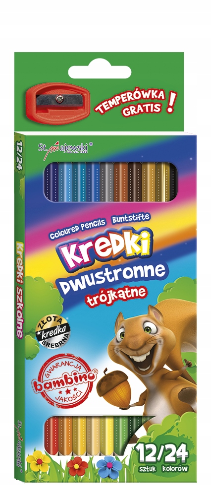 

Bambino Kredki dwustronne trójkątne 12 szt 24 kol
