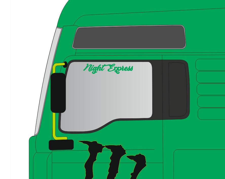 

Naklejki Night Express na szybę Man Scania Volvo..