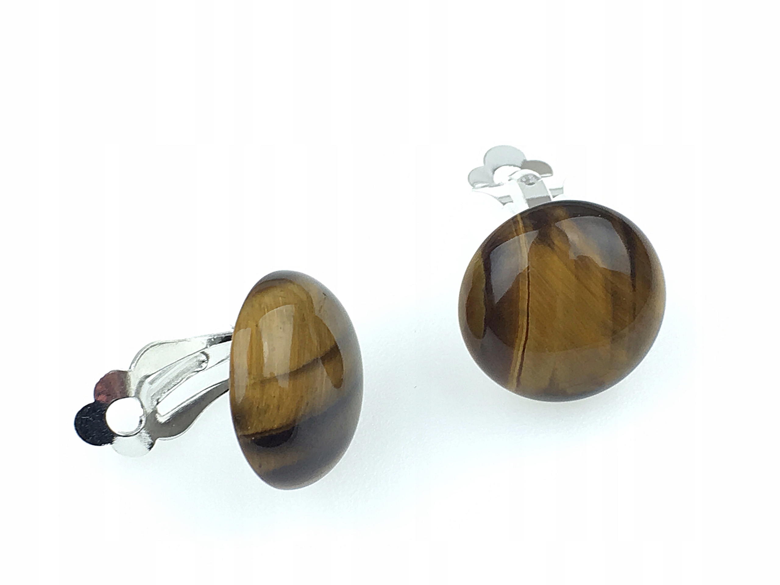 

klipsy okrągłe tygrysie oko eleganckie klasyczne