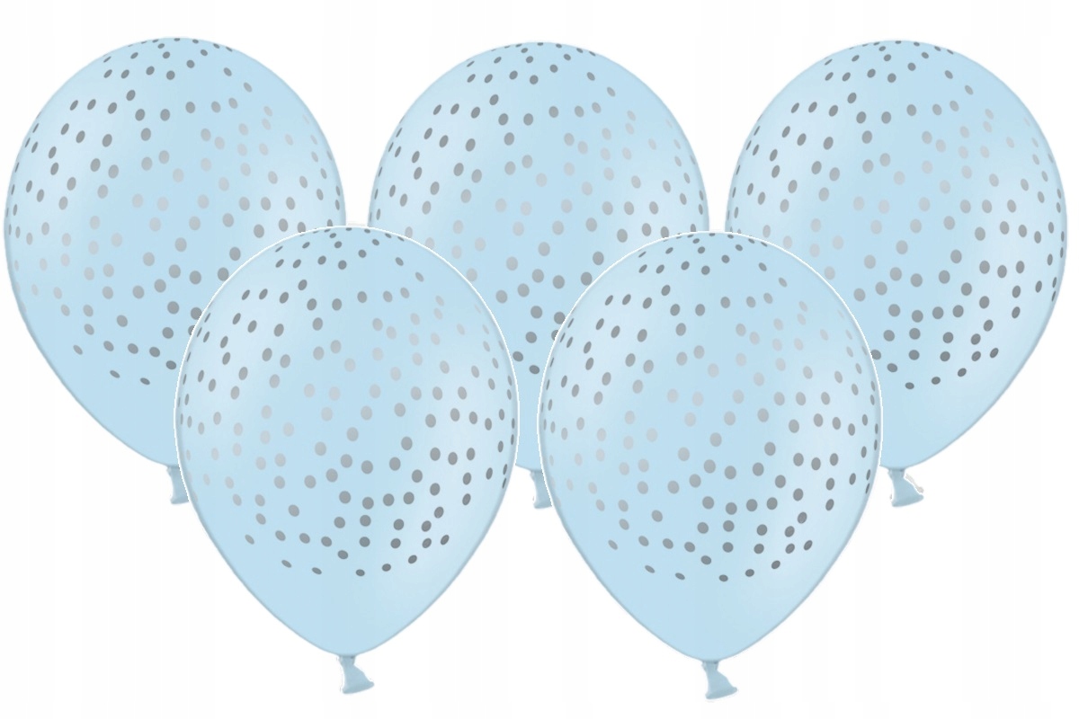 

Balony Błekitne srebrne kropki na wesele 5szt 36cm