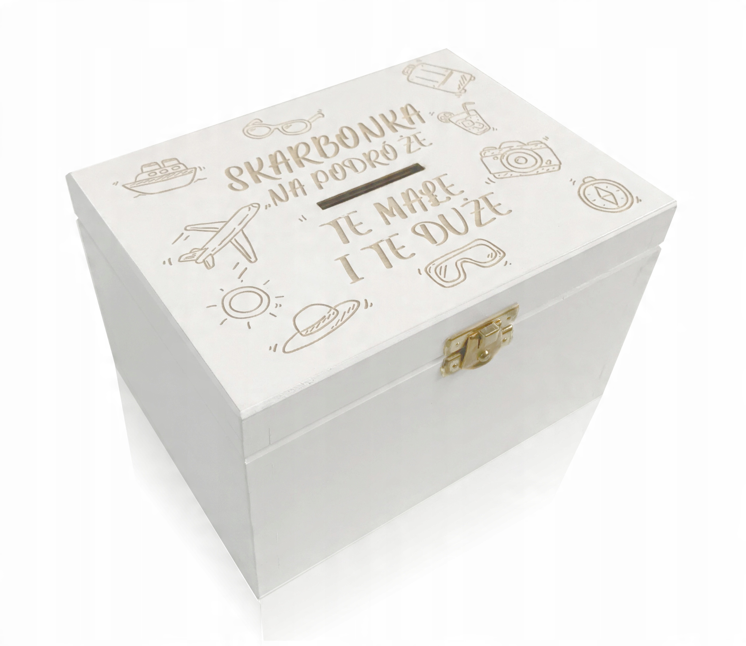 

Drewniana Biała skarbonka Dziecko XXL