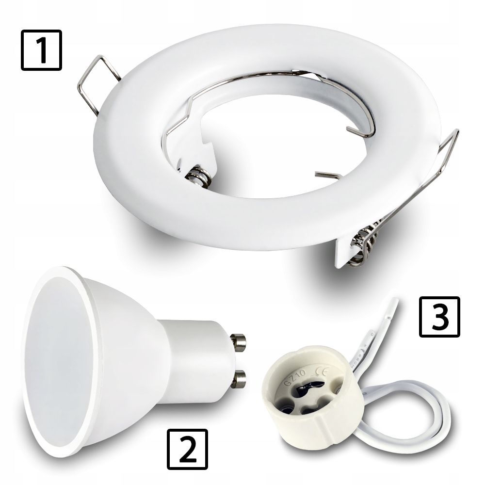 6x Oprawa wpuszczana halogenowa + żar LED GU10 7W Kolor biały