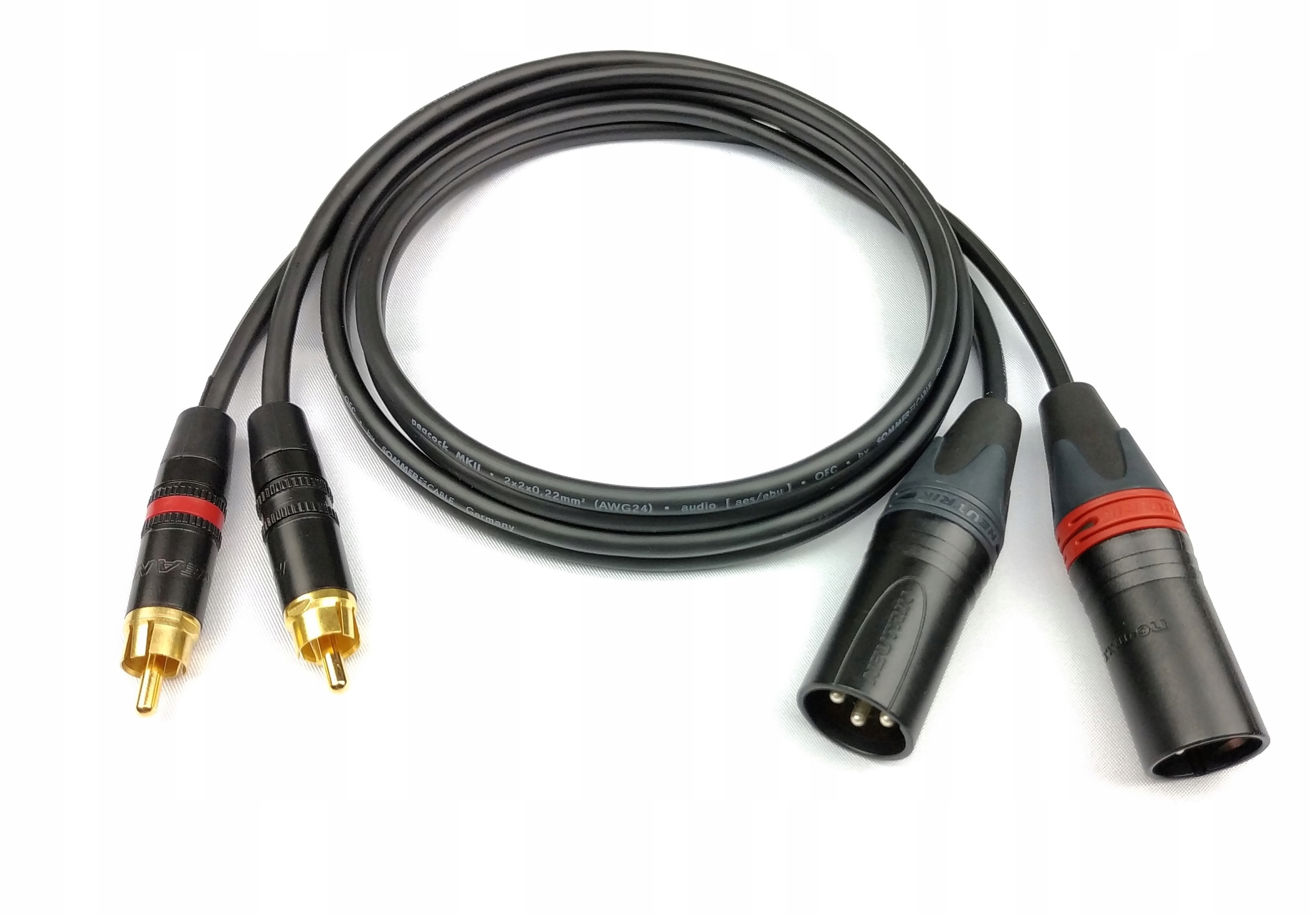Sommer Kabel 2x Xlr Samec Rca Neutrik 3 m