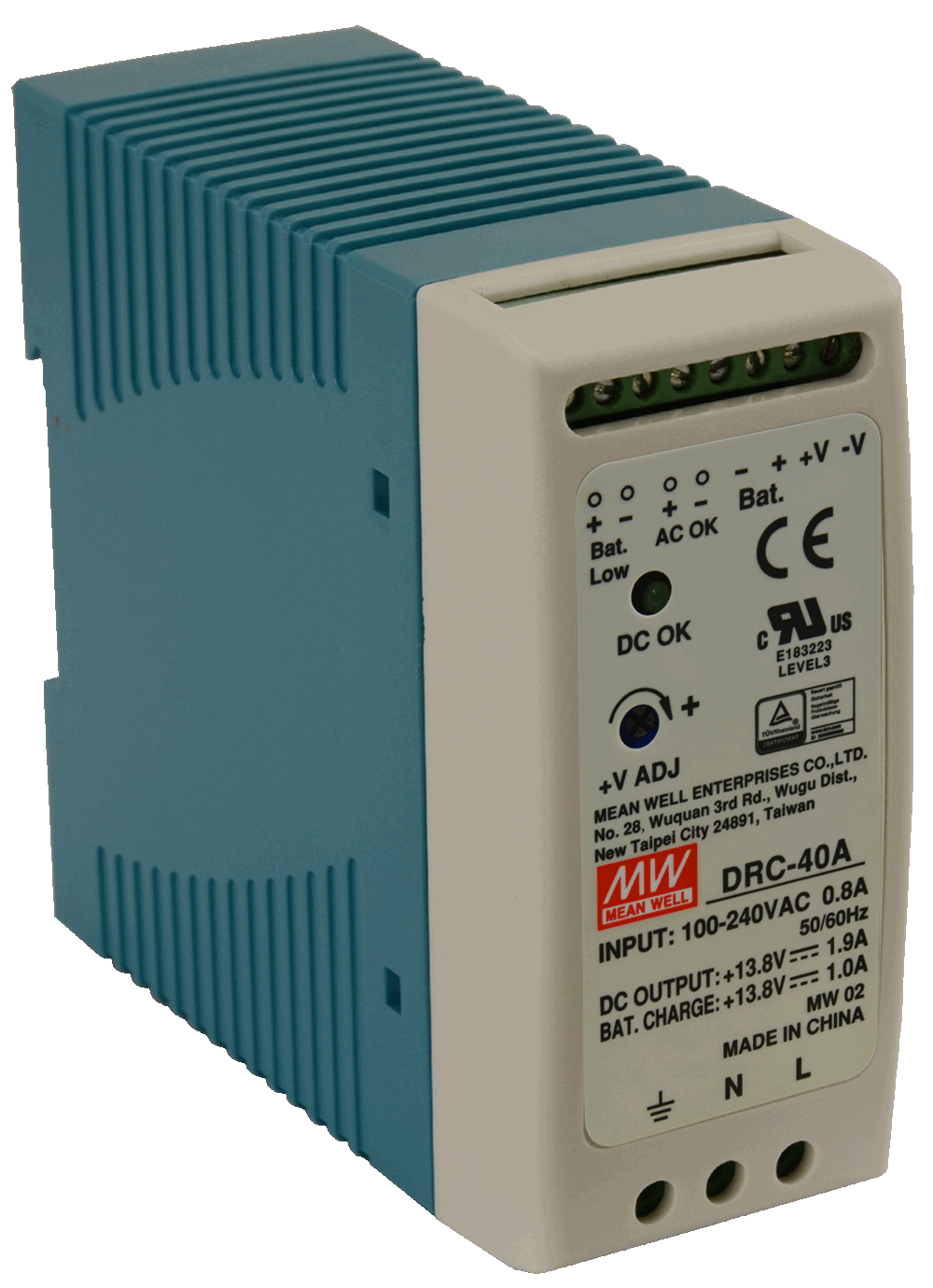 Zasilacz buforowy na szynę Din Mean Well DRC-40A 13,8VDC 2,9A 40,02W