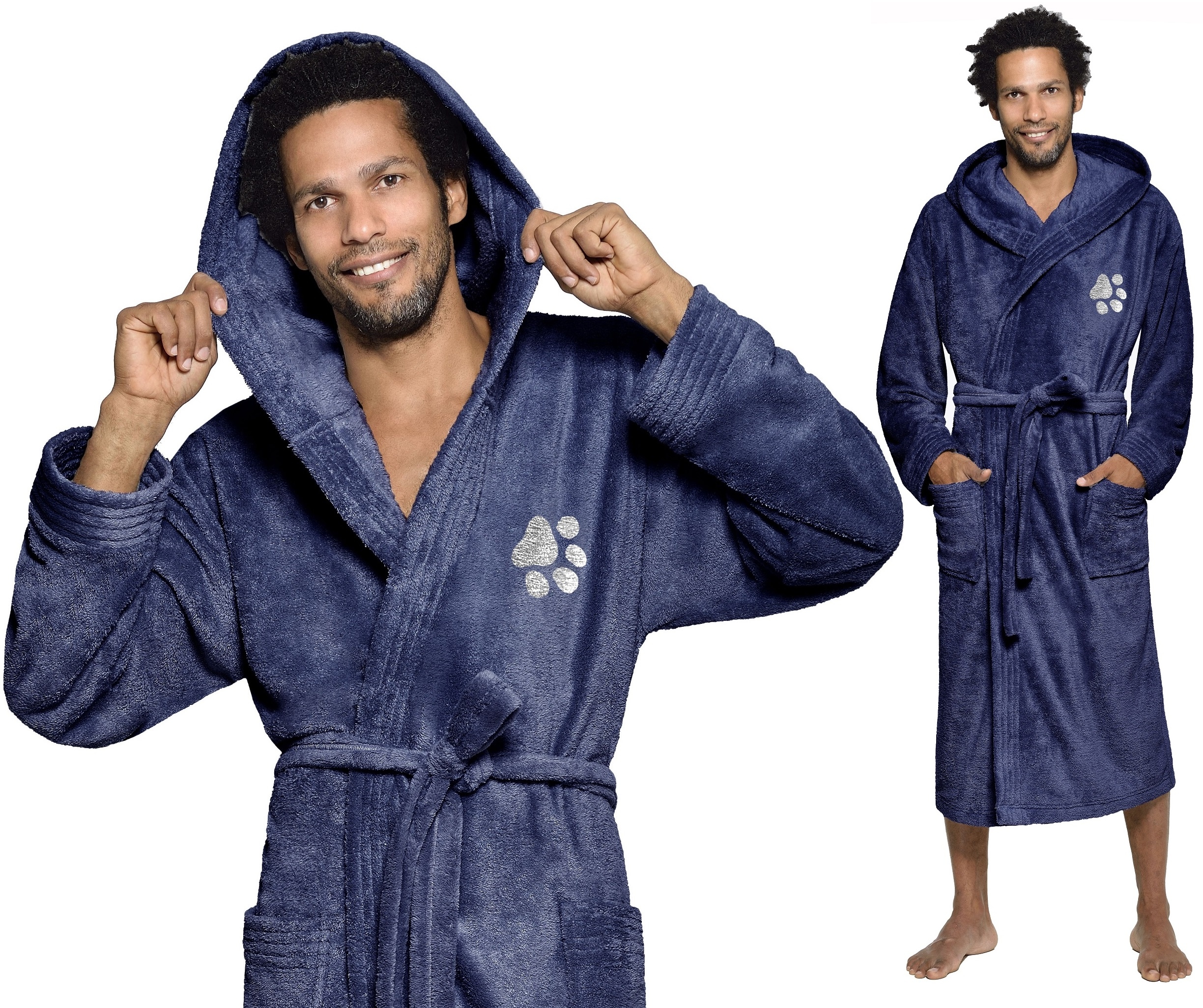 ŁAPKA DŁUGI WYJĄTKOWY SZLAFROK MĘSKI KAPTUR M