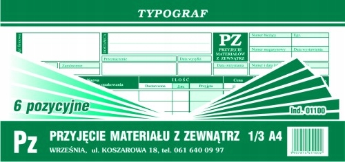 

Pz przyjęcie materiału z zewnątrz 1/3 A4 Typograf