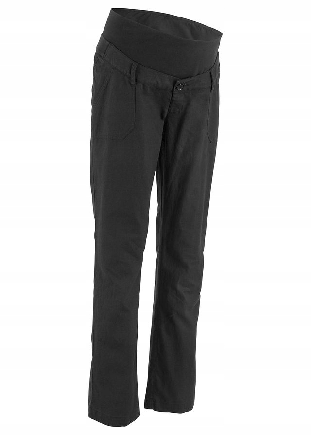 O3726 SPODNIE CIĄŻOWE LNIANE CZARNEr.34