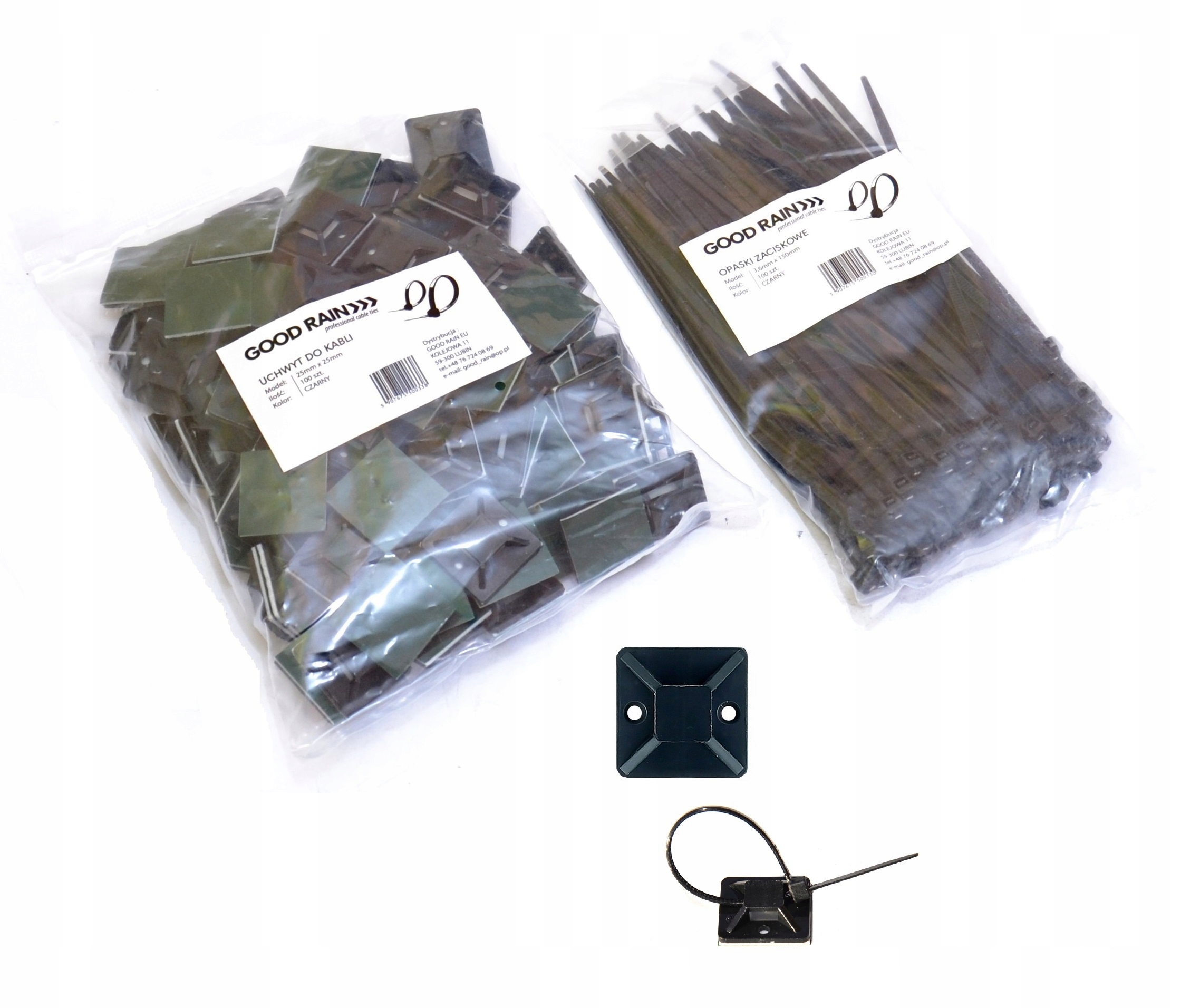 100x UCHWYT SAMOPRZYLEPNY DO KABLI OPASKI 25x25