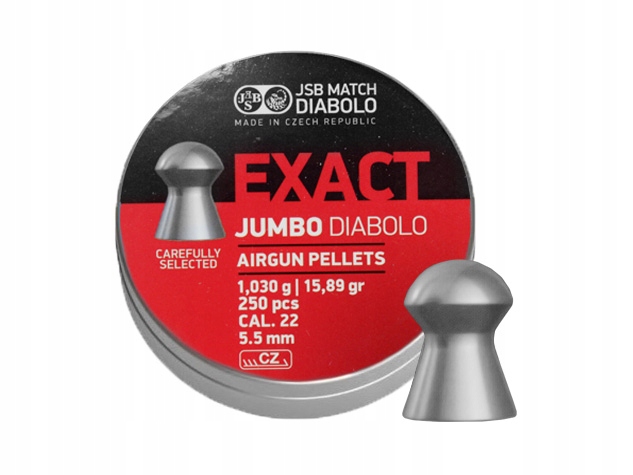 Śrut 5,51 mm Jsb Exact Jumbo Diabolo 250 szt. Round nadkalibrowy celny
