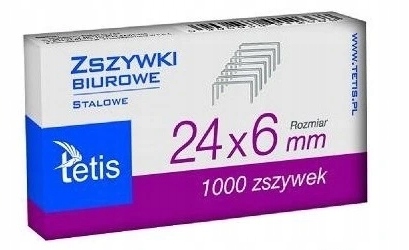 

Zszywki biurowe 24/6 1000 sztuk Tetis GZ101-A