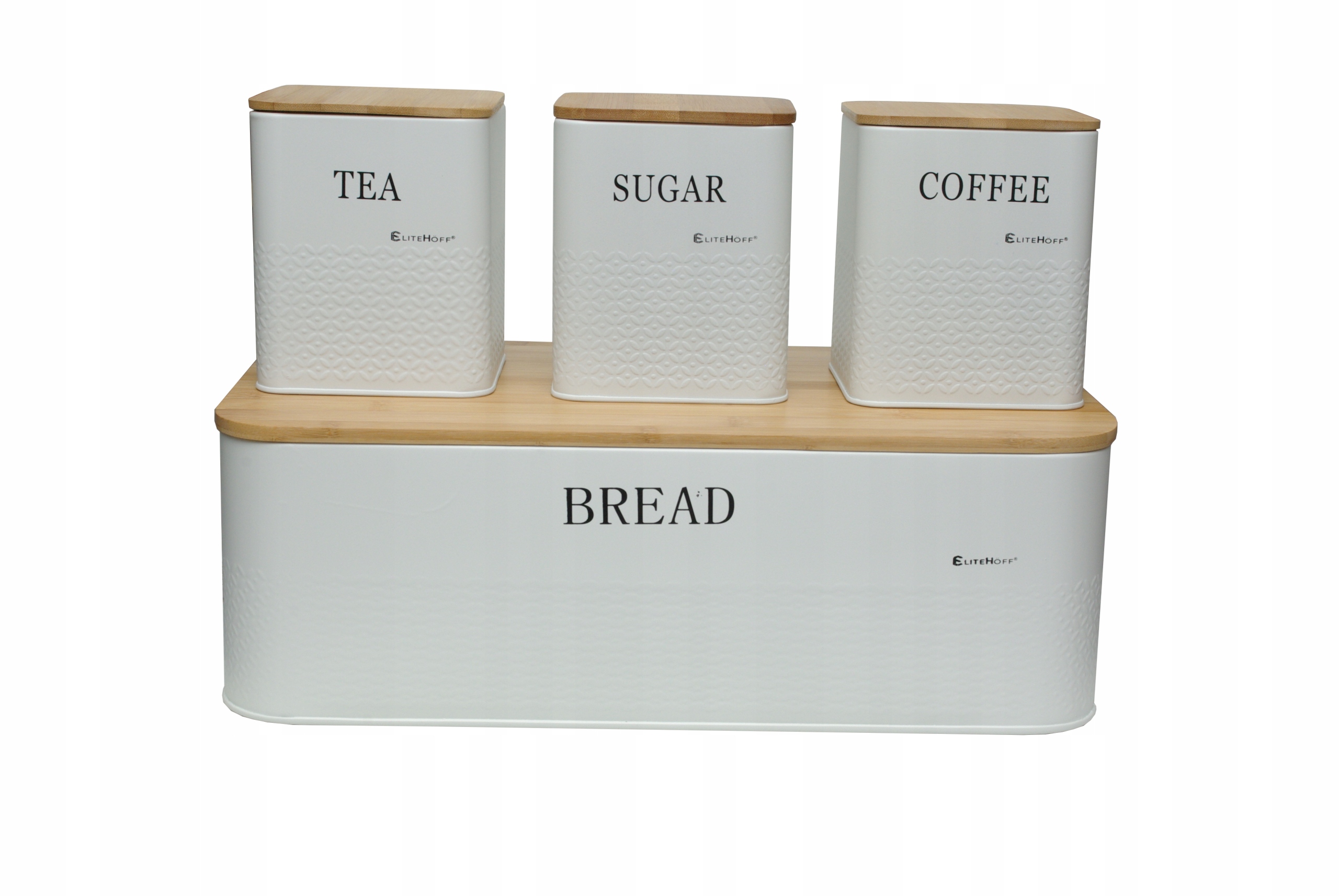 ZESTAW CHLEBAK 3 DUŻE POJEMNIKI STAL DESKA BAMBUS