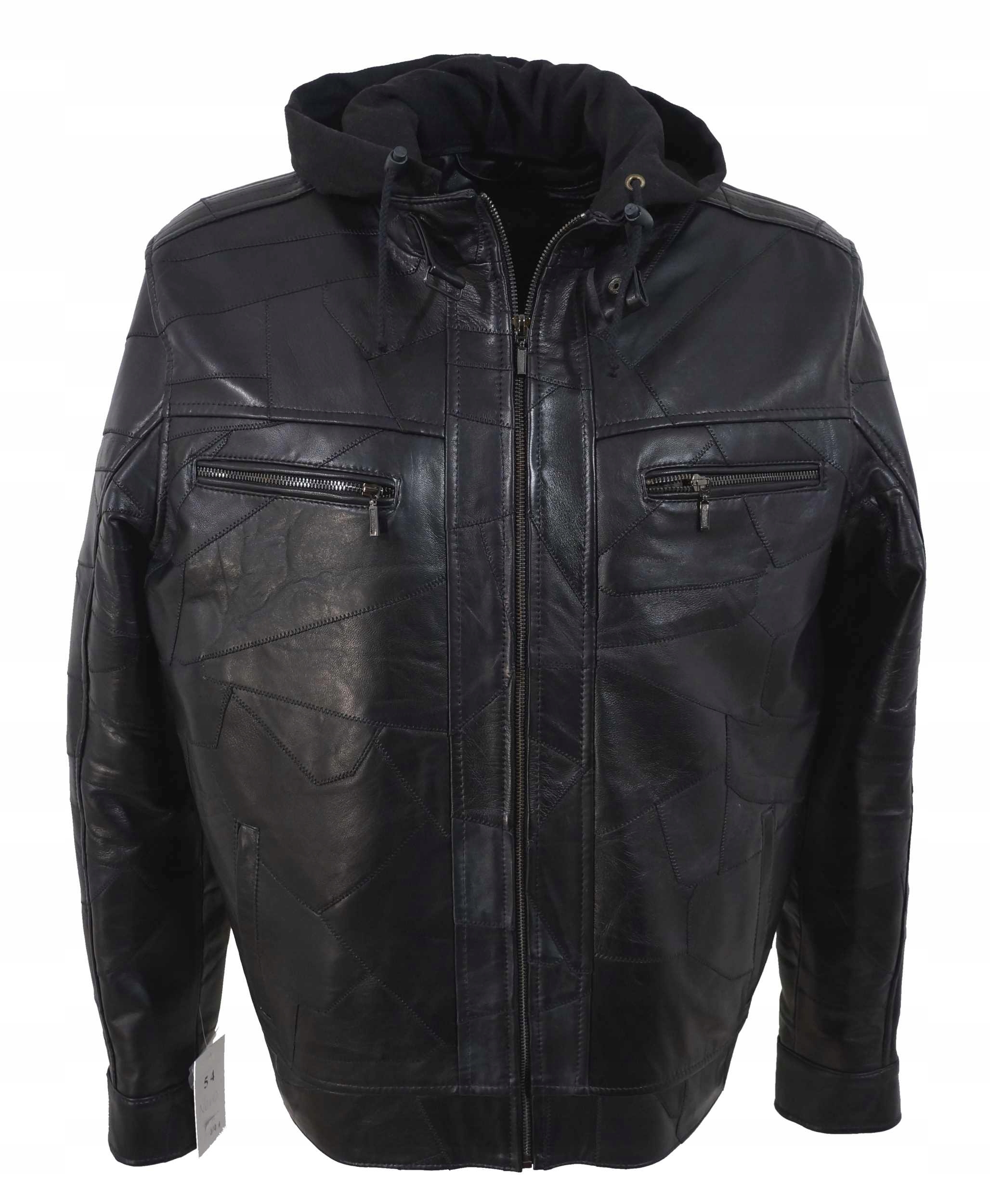 

Kurtka Męska Skórzana Kaptur Ocieplana Czarna Nowa