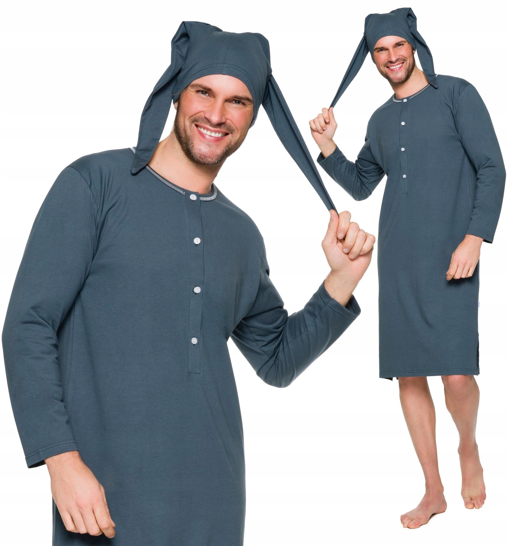 Taro ROZPINANA MĘSKA KOSZULA NOCNA + SZLAFMYCA XXL