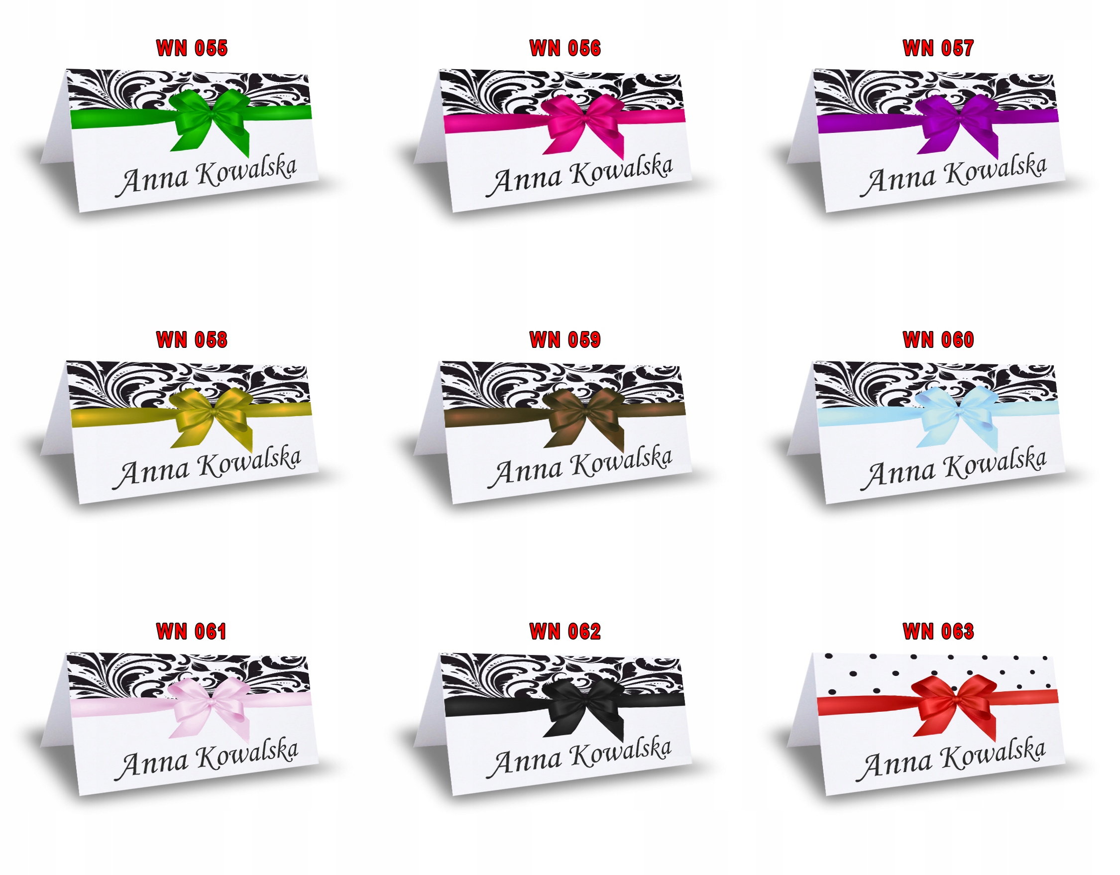 Winietki Wizytówki przyjęcie na stół - 2 szt Nazwa Winietki