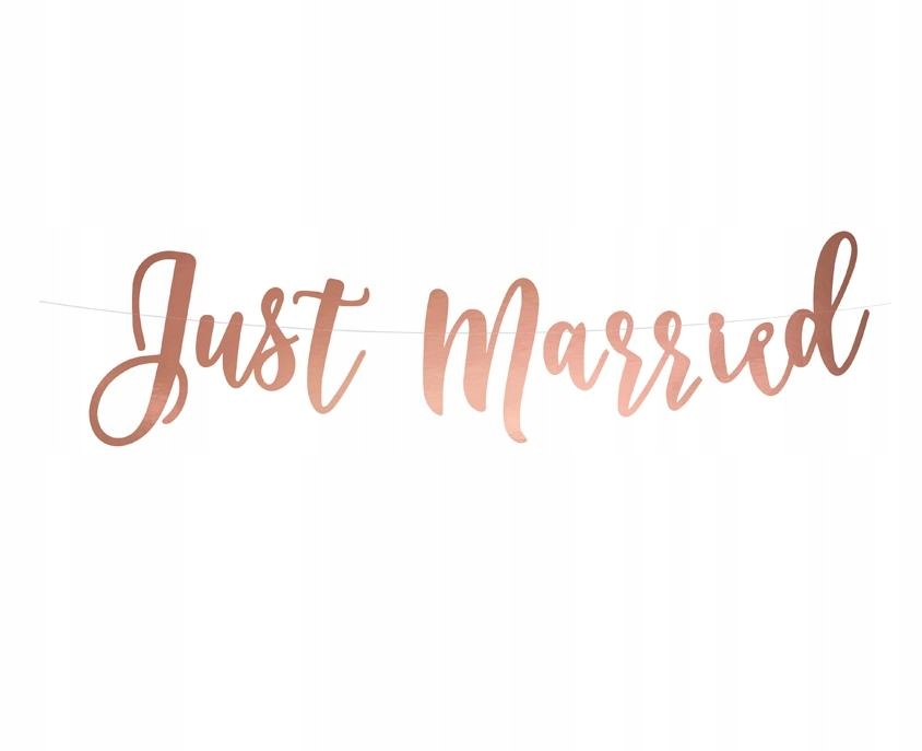 

Girlanda Baner Ślub Wesele Just Married Złoty Róż