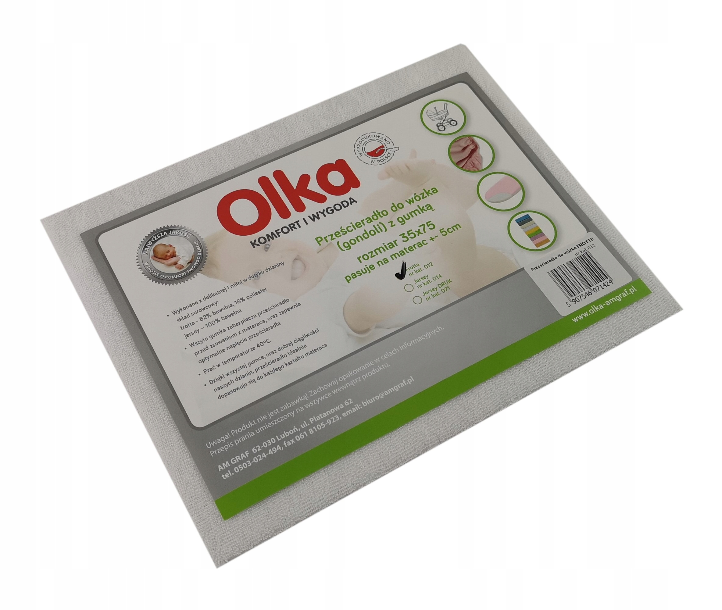 

Olka Prześcieradło do wózka Frotte 35x75 białe
