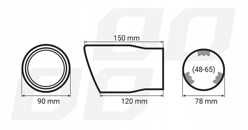 KOŃCÓWKA TŁUMIKA WYDECHU Fi 90 NAKŁADKA CHROM NIERDZEWKA Waga produktu z opakowaniem jednostkowym 0.45 kg