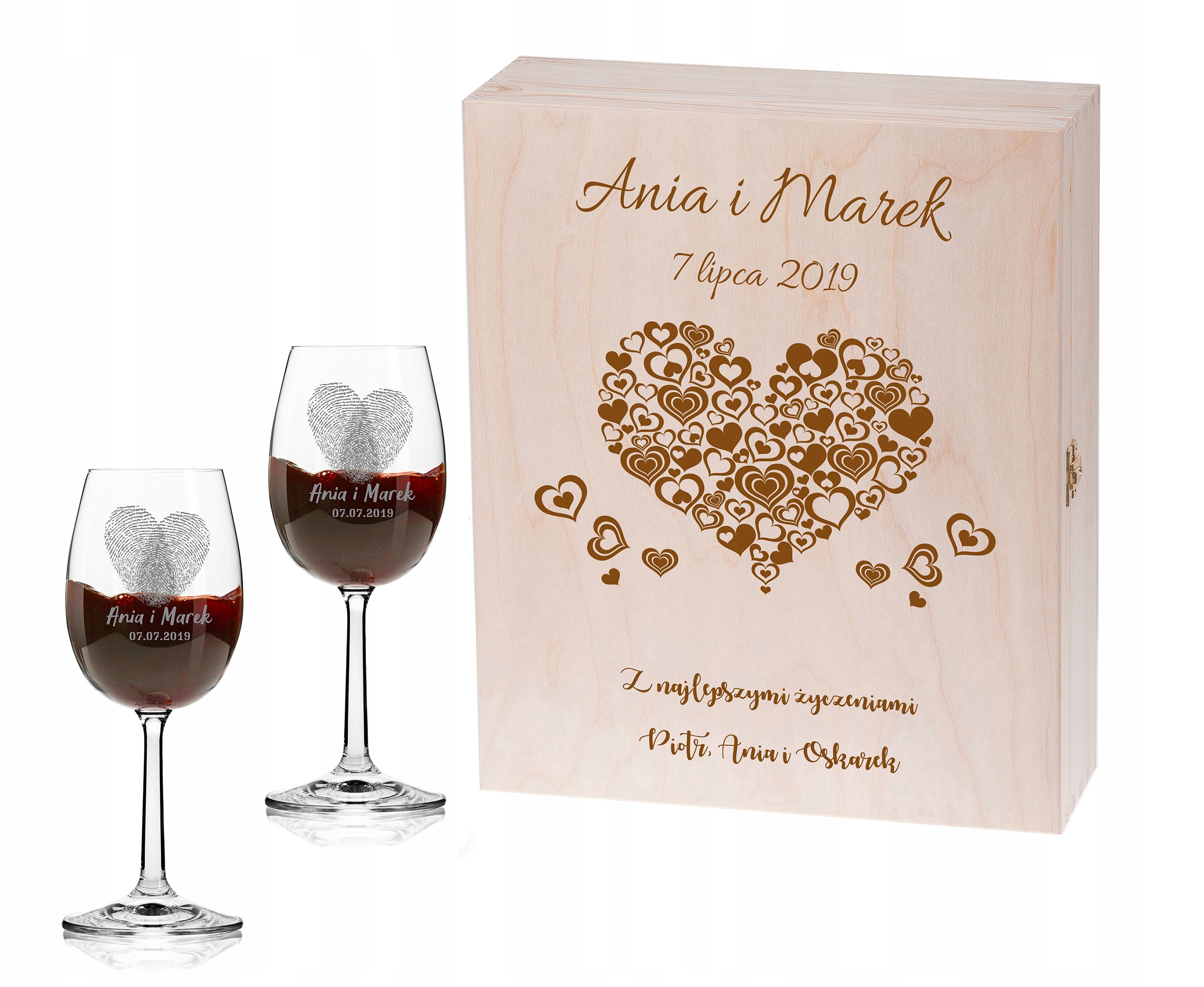 

Grawerowana Skrzynka Na Wino Z Kieliszkami