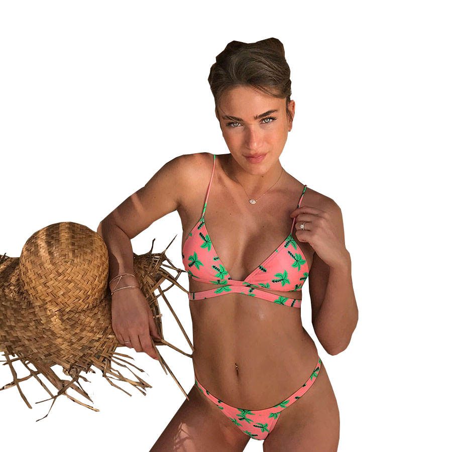 

strój kąpielowy Bikini palmy róż blogerskie M