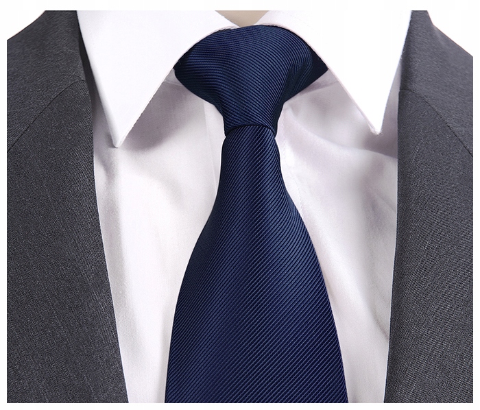 

Żakardowy Krawat Męski Jednokolorowy Granatowy RC2