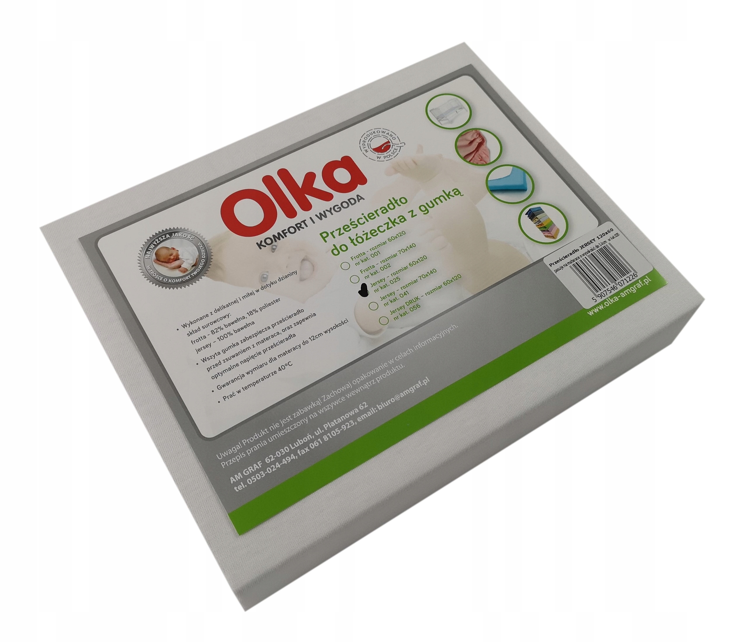 

Olka Prześcieradło Z Gumką 120x60 Jersey białe
