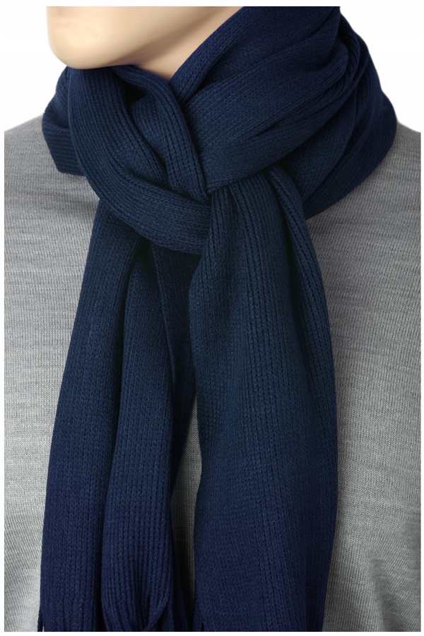 GRANATOWY GŁADKI Szalik Szal Zimowy MĘSKI AF48 Kolekcja 2024-2025