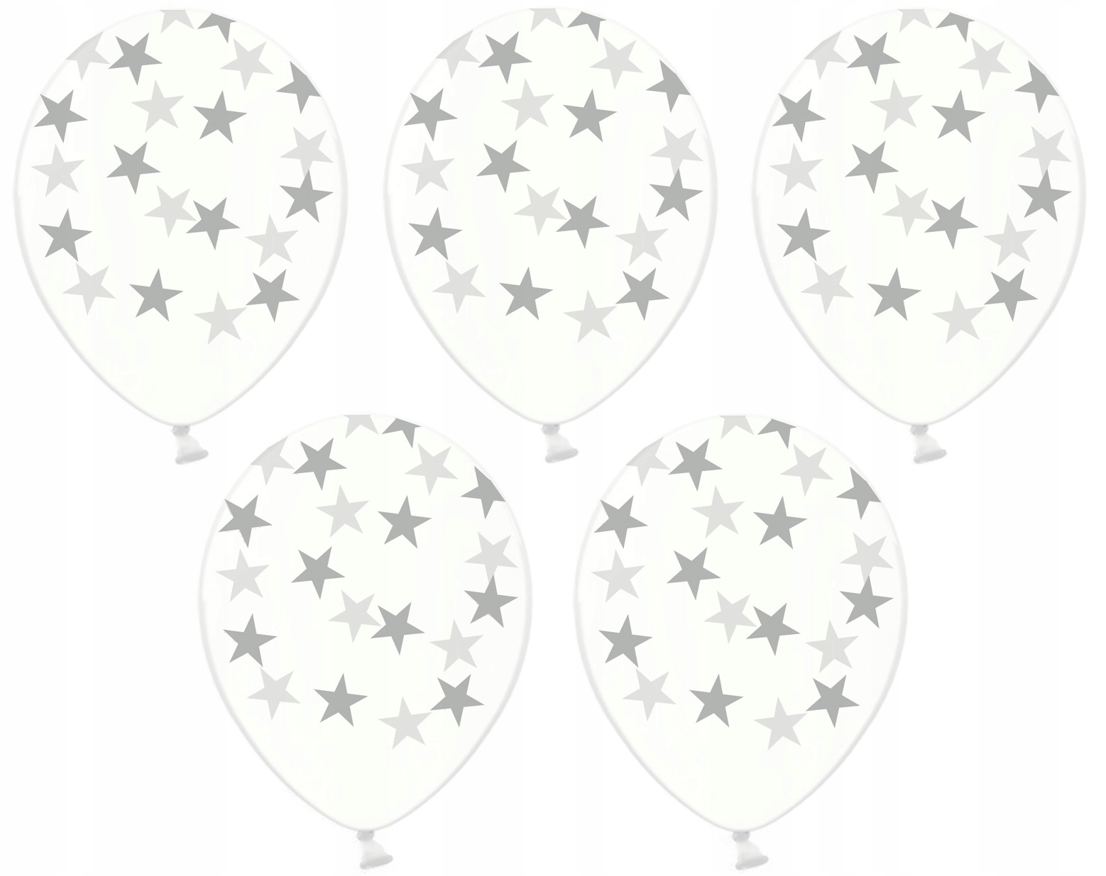 

Duże 36cm balony z nadrukiem Gwiazdy Srebrne 5szt
