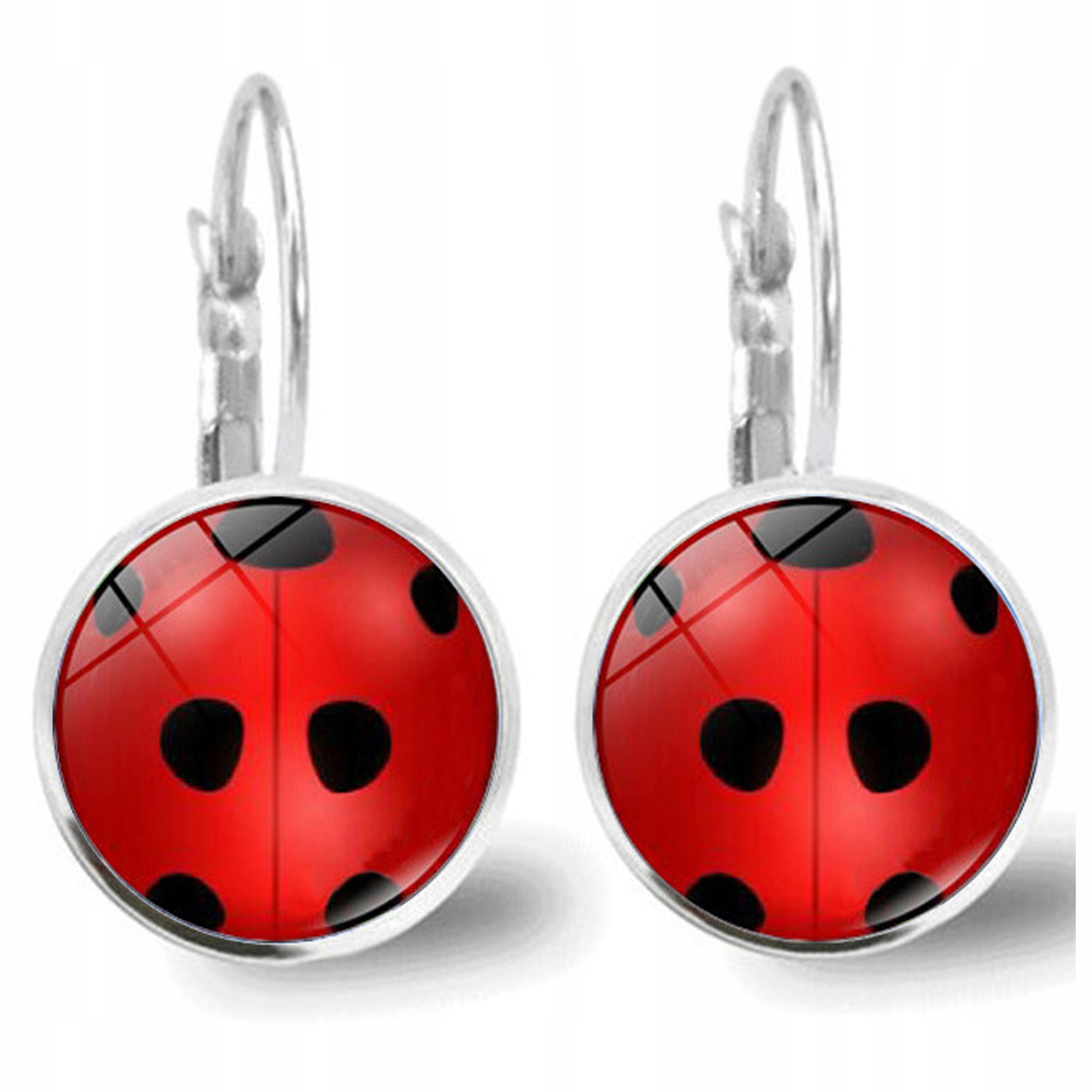 

Kolczyki biedronka Wiszące czarne kropki