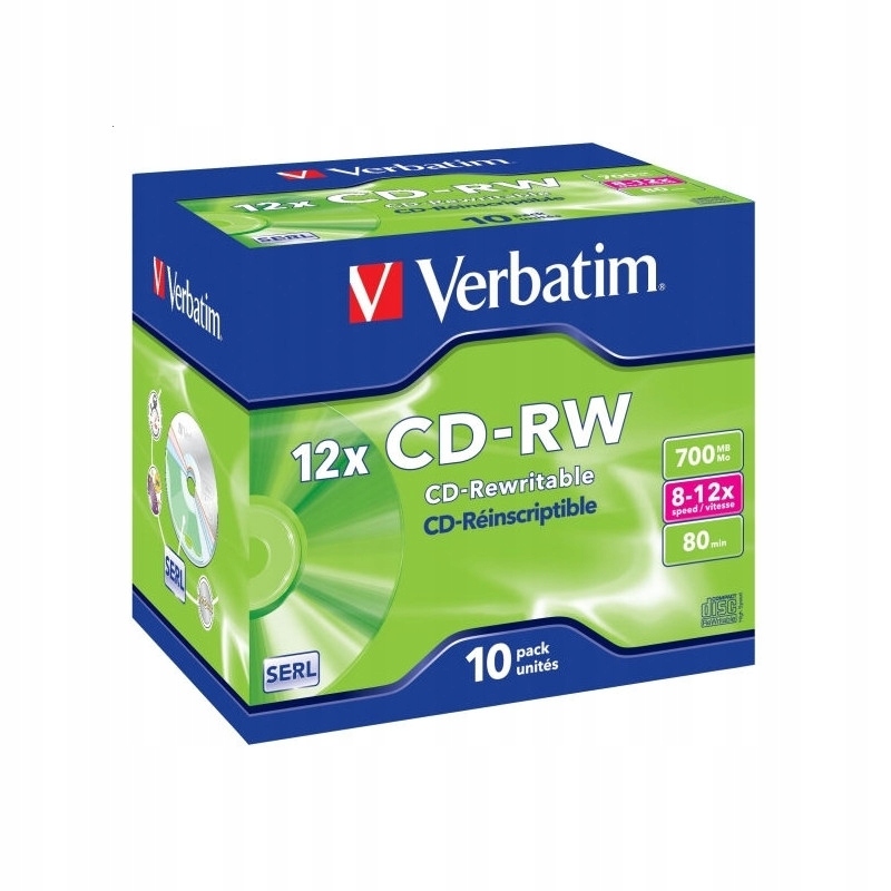 

Verbatim Cd+rw (10Pack) Jewel, 8-12x, 700MB 43148