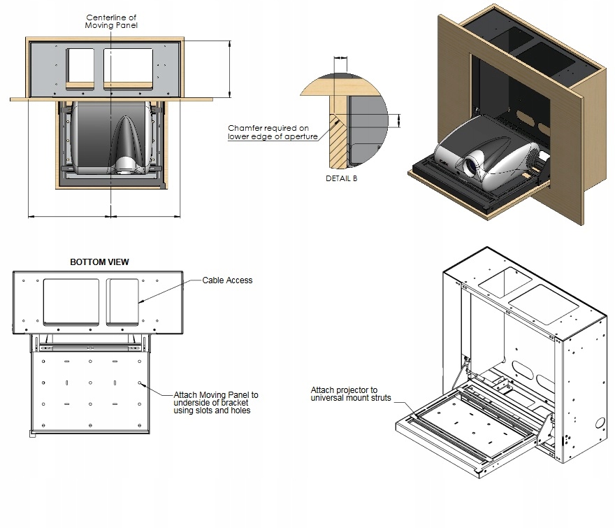 Winda Ścienna Skrytka Na Rzutnik Projektor Model Winda Ścienna Skrytka Na Projektor