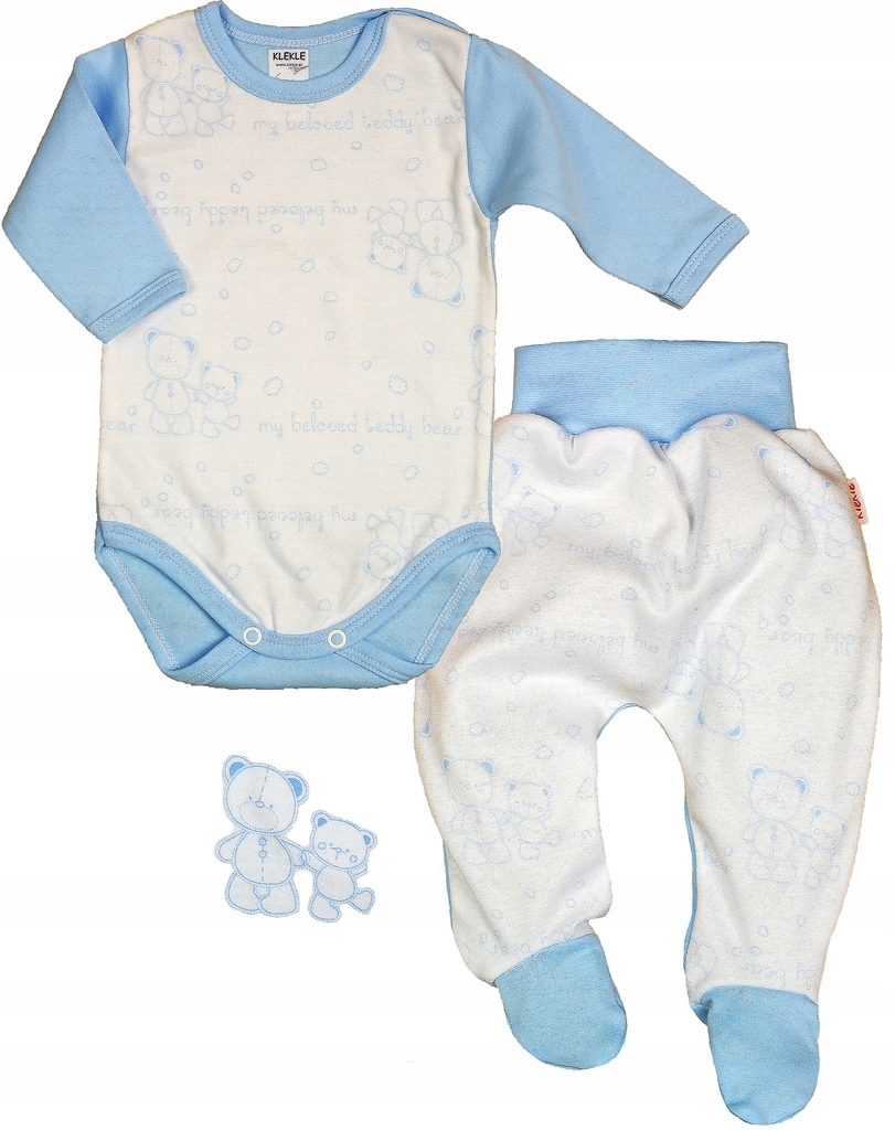 KOMPLET Body Długi rękaw + PÓŁŚPIOCH Misie Niebieskie 62 KLEKLE Marka KLEKLE