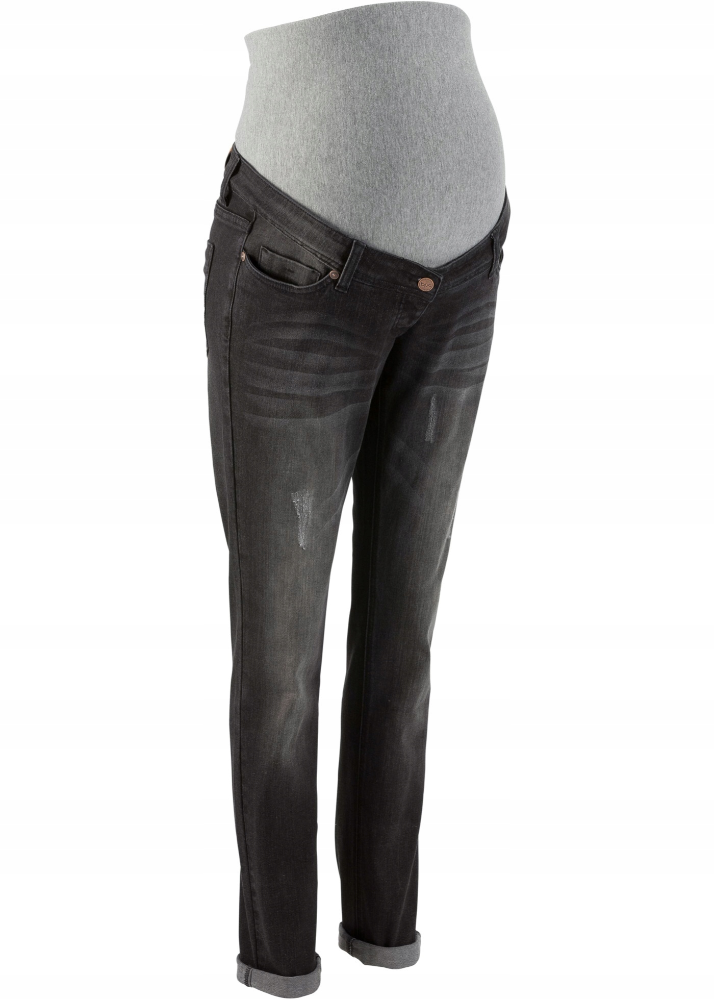 P793 SPODNIE CIĄŻOWE CZARNE Z PRZETARCIAMI R.42