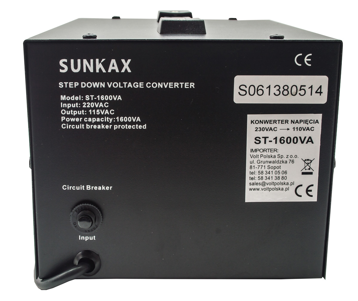 ZASILACZ KONWERTER TRANSFORMATOR 230V 110V 1600W S Kod producenta 5K230110100