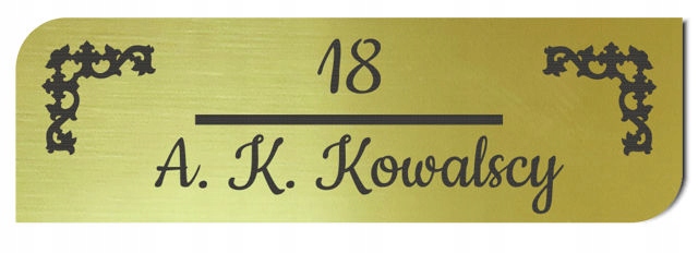 GRAWEROWANA TABLICZKA NUMER NA DRZWI ZŁOTA XD60