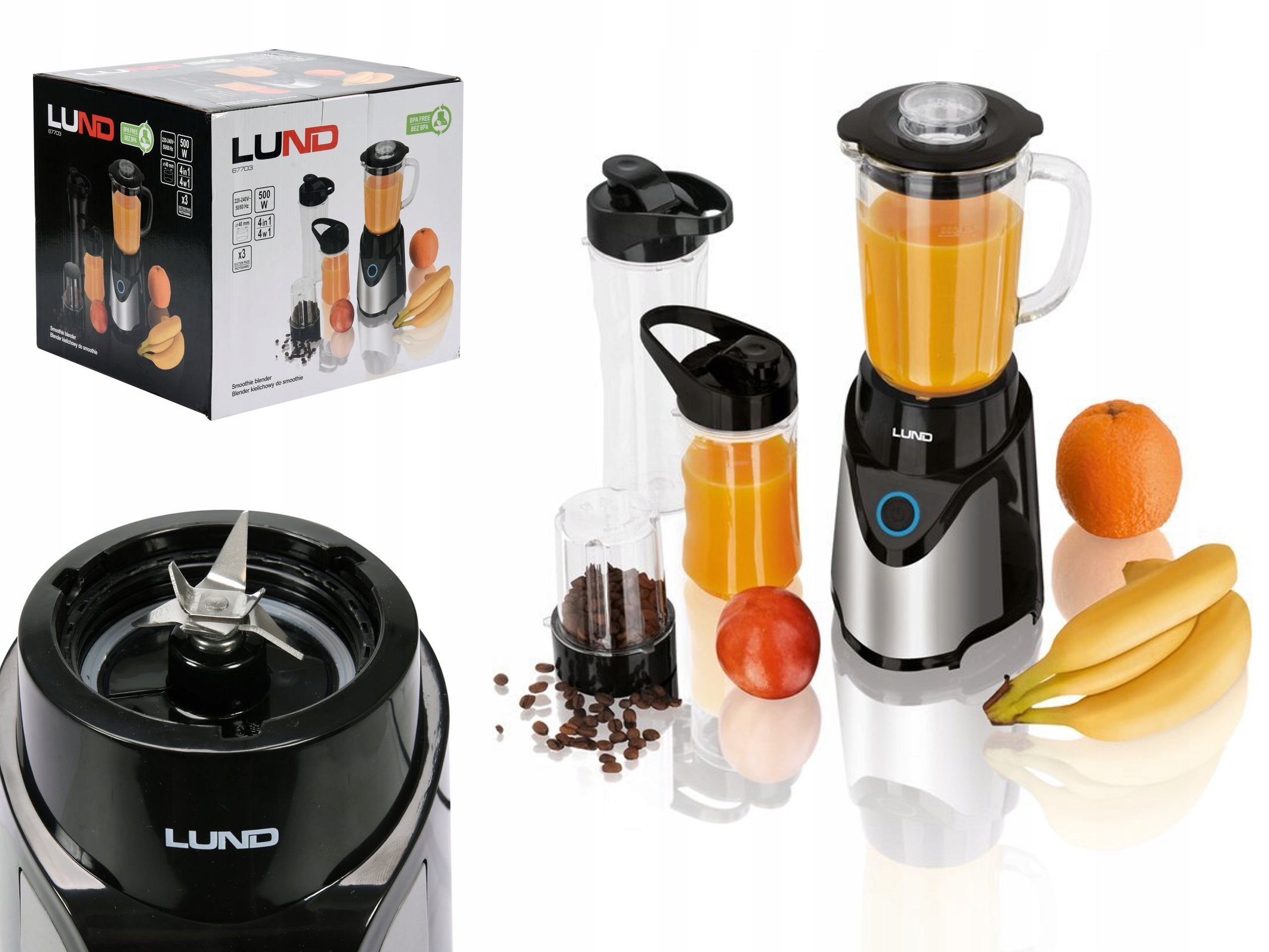 

Blender Kielichowy Smoothie 500W Kubki Młynek