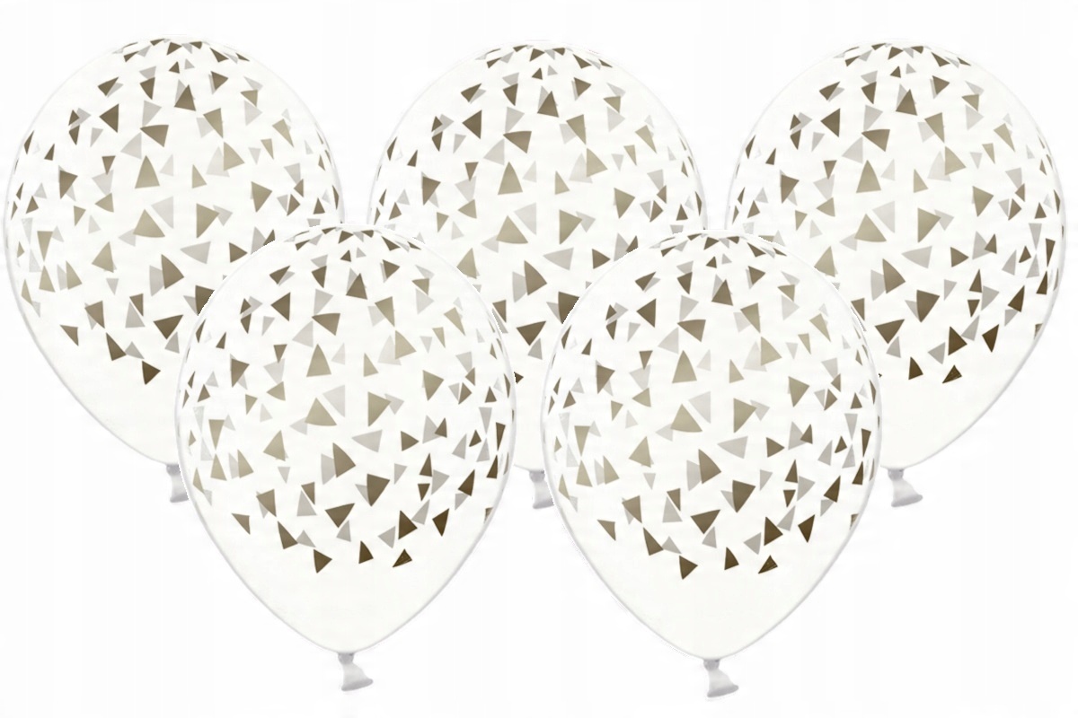 

Balony przezroczyste w złote trójkąty 5szt 36cm