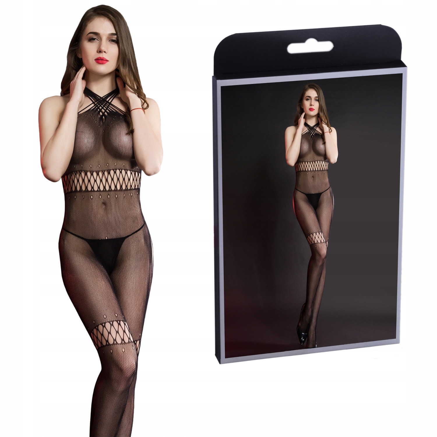 

Bodystocking Drobna Siateczka z Otwartą Pupą S/l