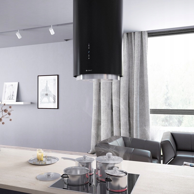 Okap wyspowy GLOBALO CYLINDRO ISOLA 39.3 BLACK Model ISOLA
